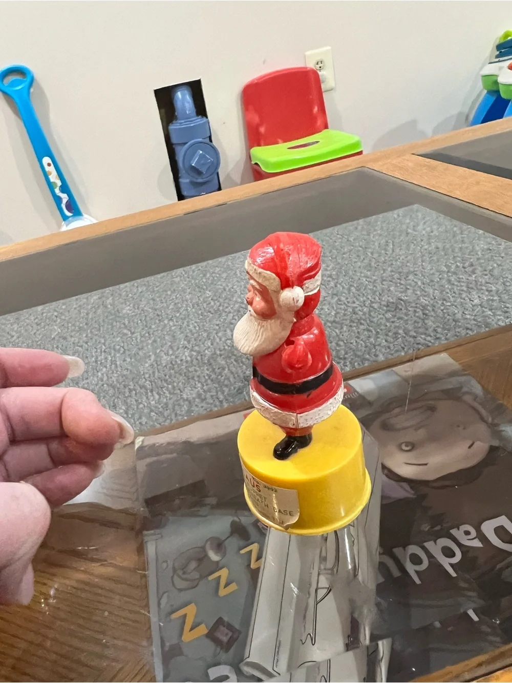 Vintage Santa Claus Push Button Puppet Christmas Toy Kohner Bros-1960s-Collectib